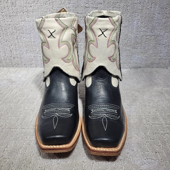 Twisted X Women's Size 5.5B White Black Leather Fold Over Ankle Boots WSOC 001 - Picture 2 of 12